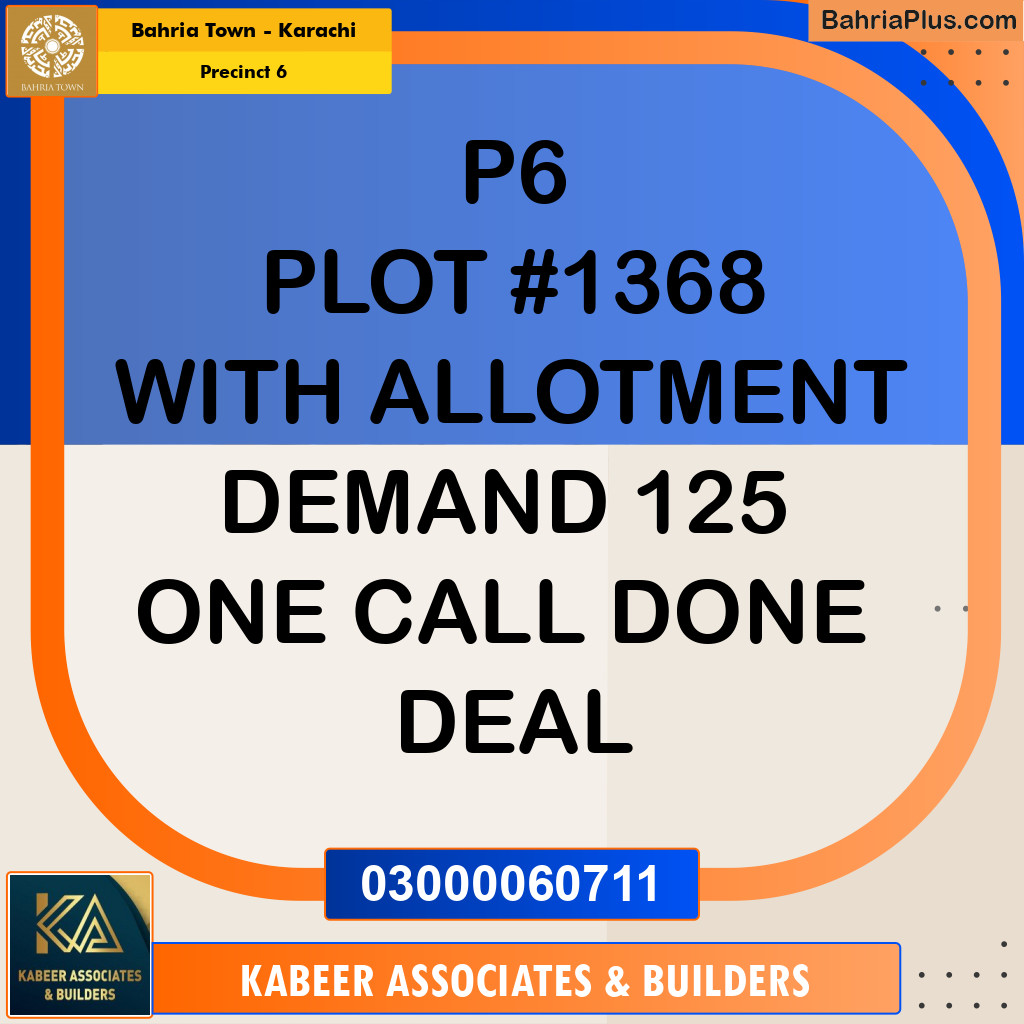 250 Sq. Yards Residential Plot for Sale in Precinct 6 -  Bahria Town, Karachi - (BP-209655)