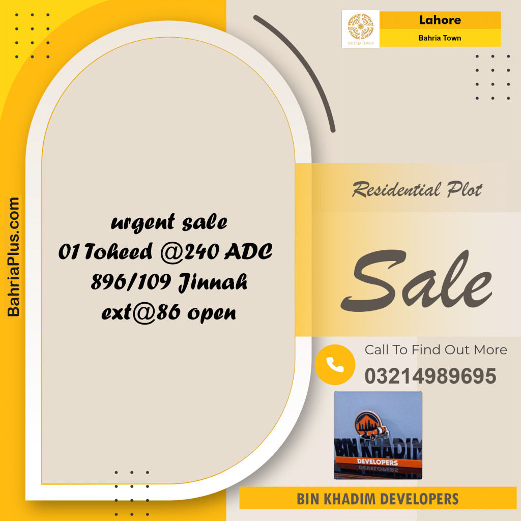 Residential Plot for Sale in Bahria Town, Lahore - (BP-209668)