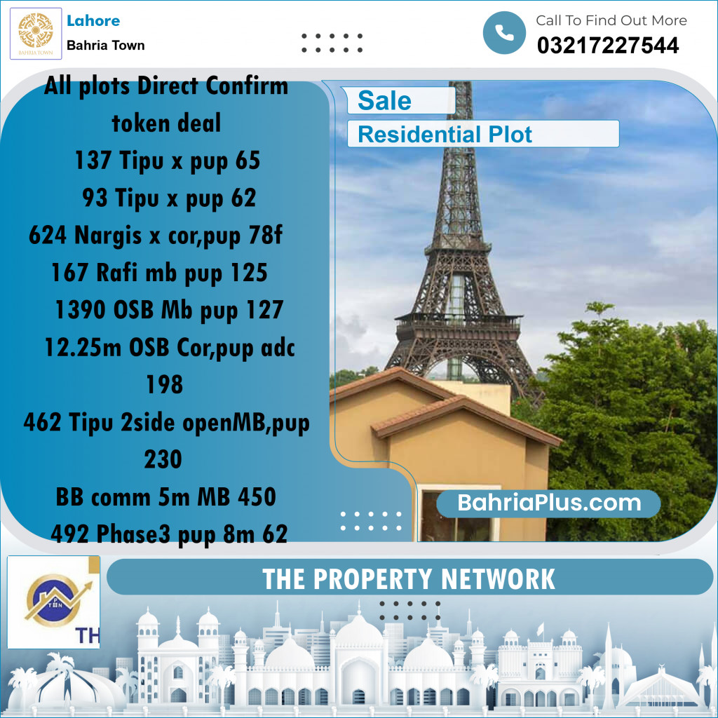 Residential Plot for Sale in Bahria Town, Lahore - (BP-209685)