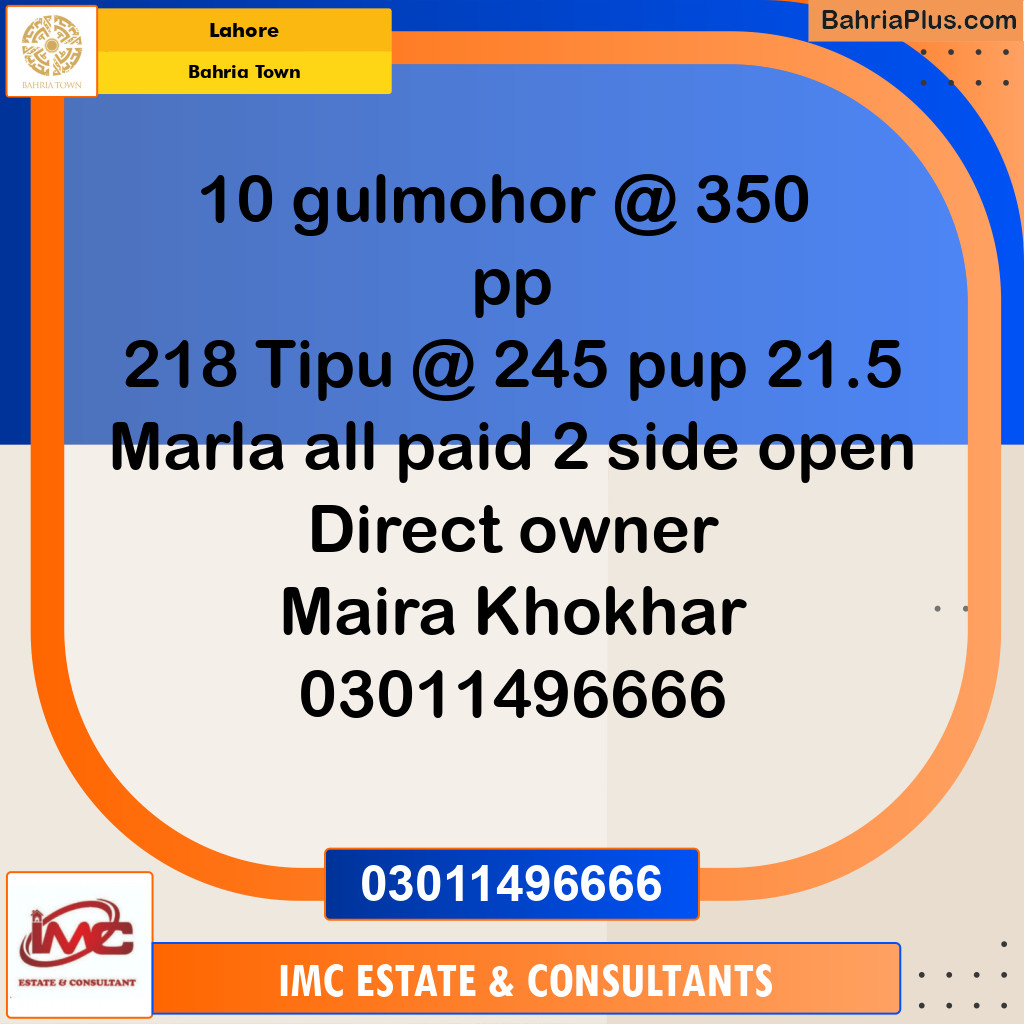 Residential Plot for Sale in Bahria Town, Lahore - (BP-209799)