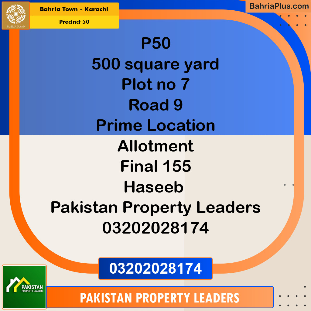 500 Sq. Yards Residential Plot for Sale in Precinct 50 -  Bahria Town, Karachi - (BP-209808)