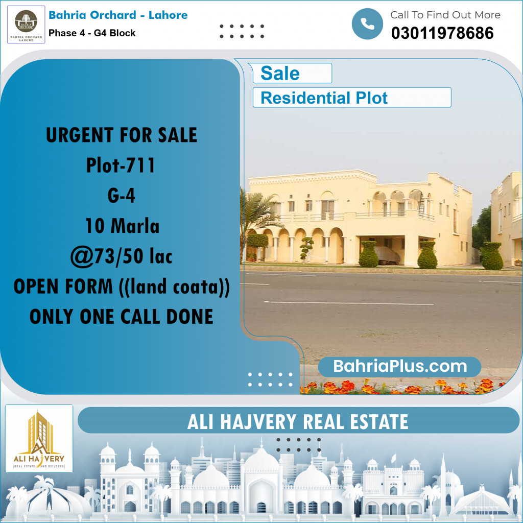 10 Marla Residential Plot for Sale in Phase 4 - G4 Block -  Bahria Orchard, Lahore - (BP-209822)