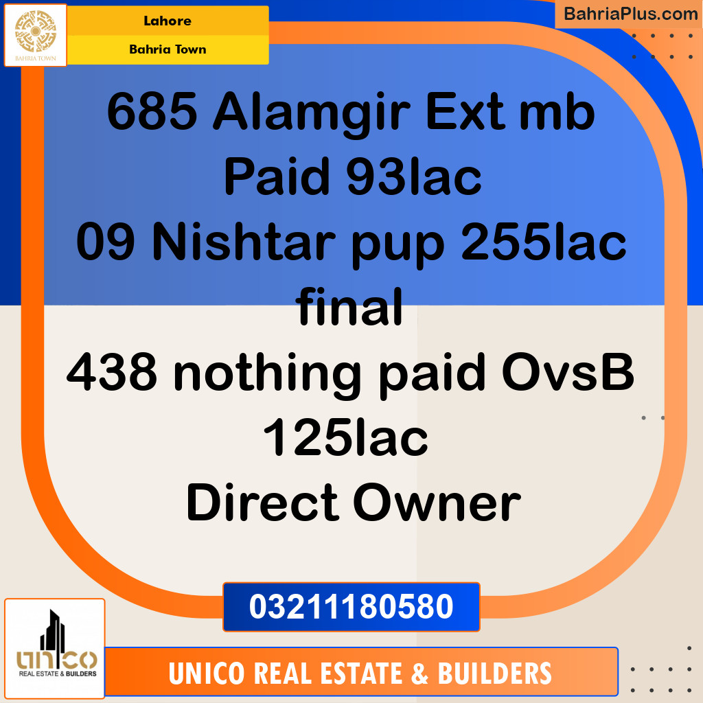 Residential Plot for Sale in Bahria Town, Lahore - (BP-209881)