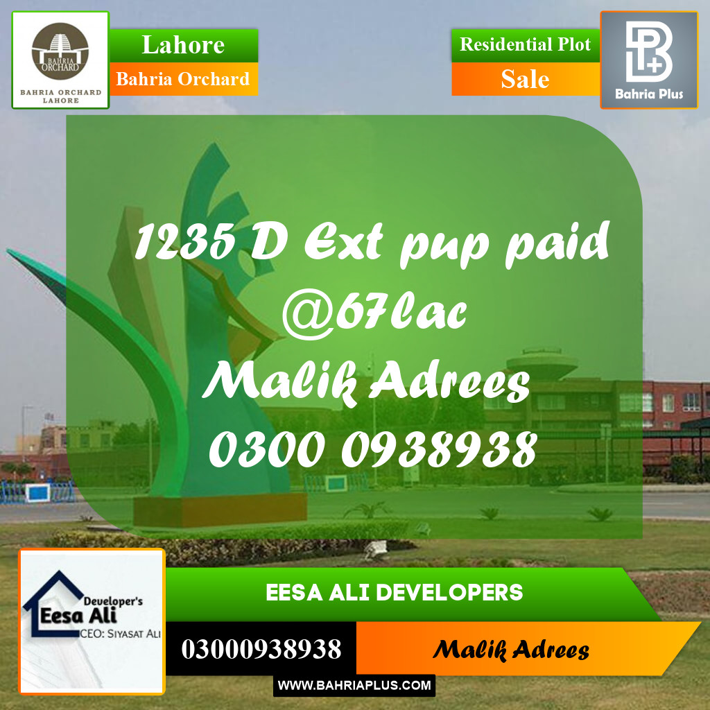 Residential Plot for Sale in Bahria Orchard, Lahore - (BP-209900)