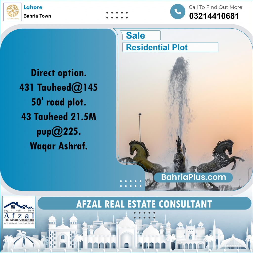 Residential Plot for Sale in Bahria Town, Lahore - (BP-209937)