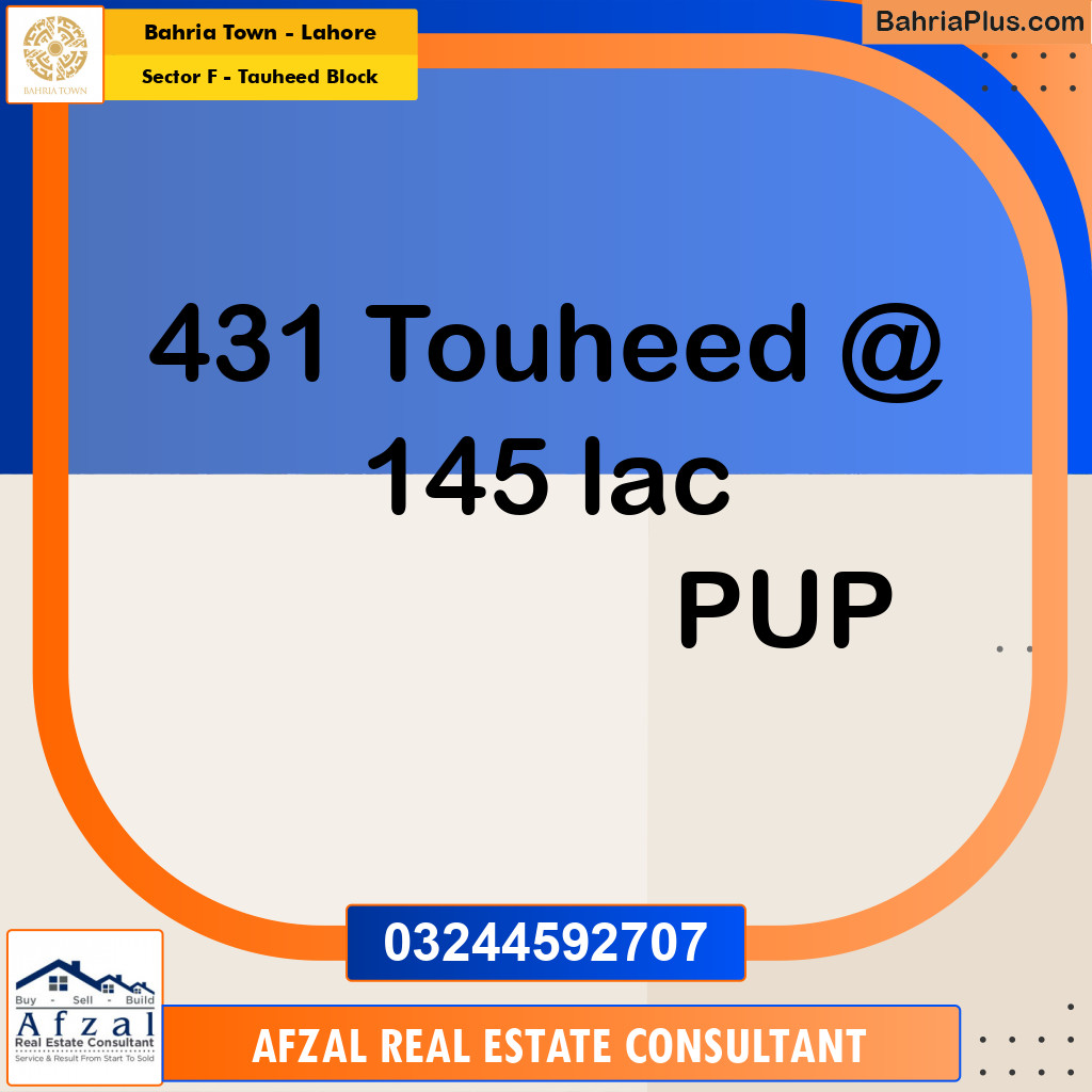 10 Marla Residential Plot for Sale in Sector F - Tauheed Block -  Bahria Town, Lahore - (BP-209938)