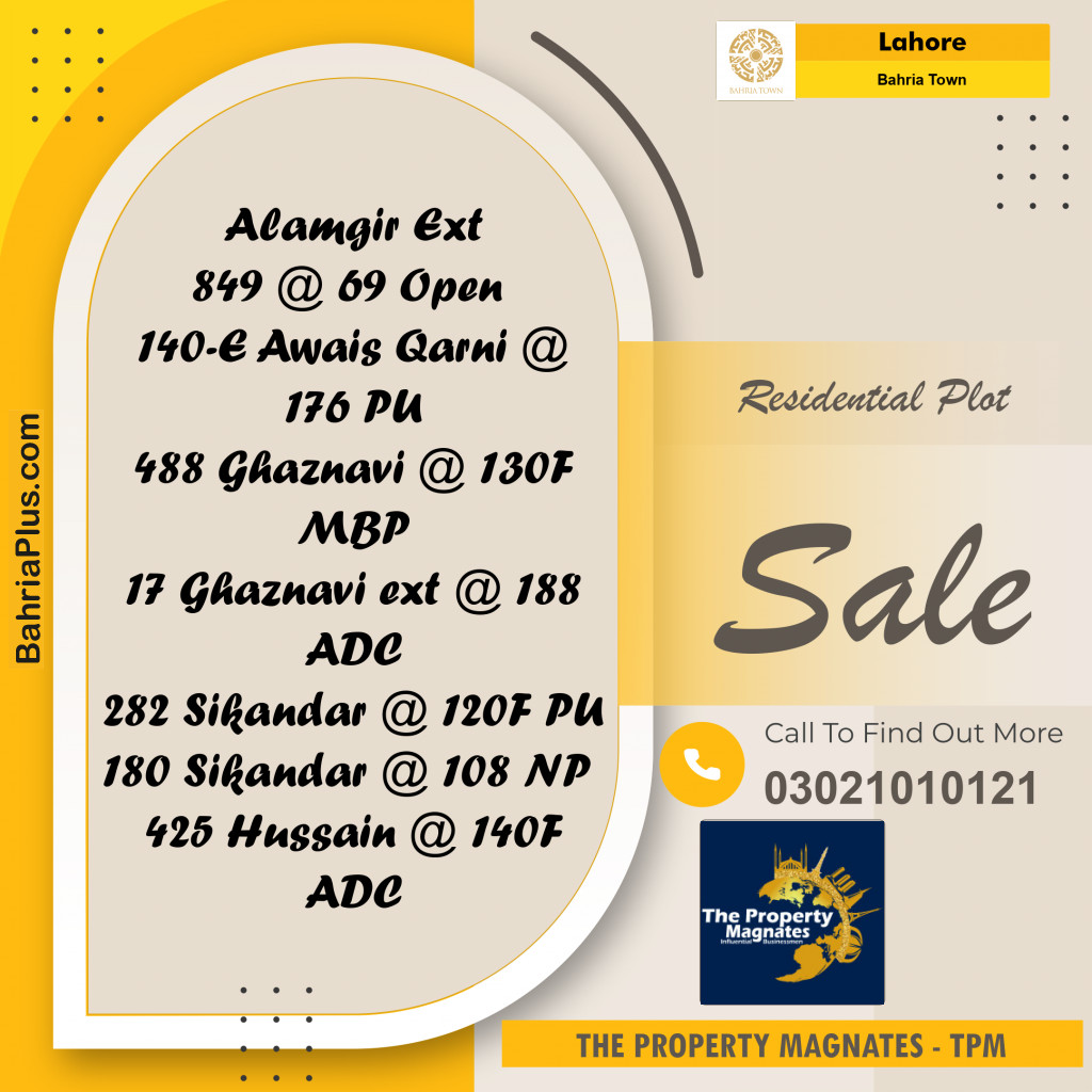 Residential Plot for Sale in Bahria Town, Lahore - (BP-209949)