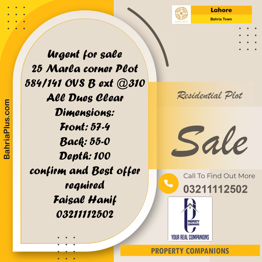 Residential Plot for Sale in Bahria Town, Lahore - (BP-209957)