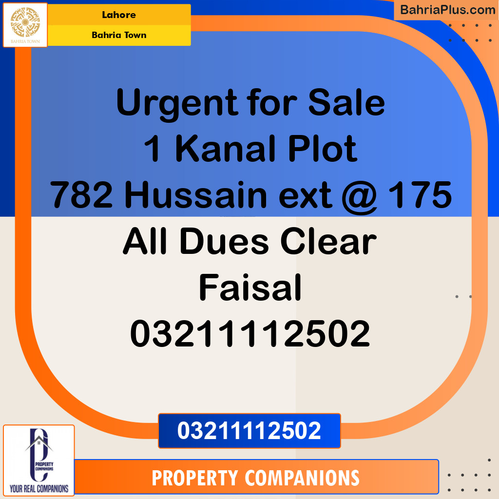 Residential Plot for Sale in Bahria Town, Lahore - (BP-209970)