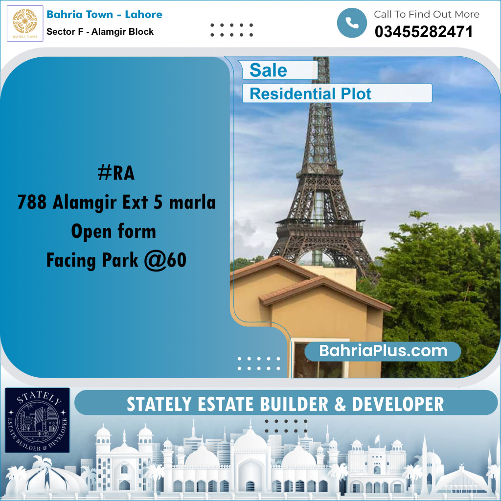 5 Marla Residential Plot for Sale in Sector F - Alamgir Block -  Bahria Town, Lahore - (BP-209979)
