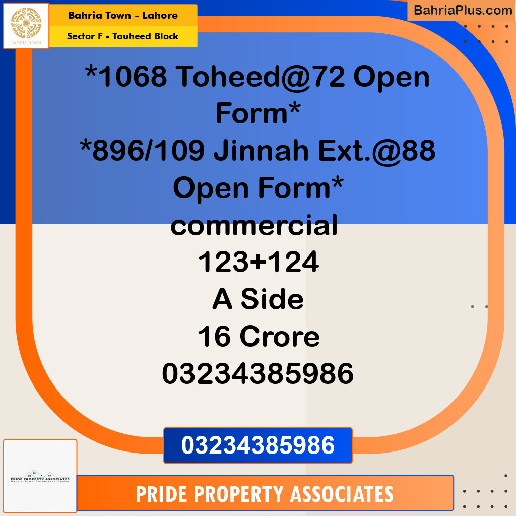 5 Marla Residential Plot for Sale in Sector F - Tauheed Block -  Bahria Town, Lahore - (BP-210000)