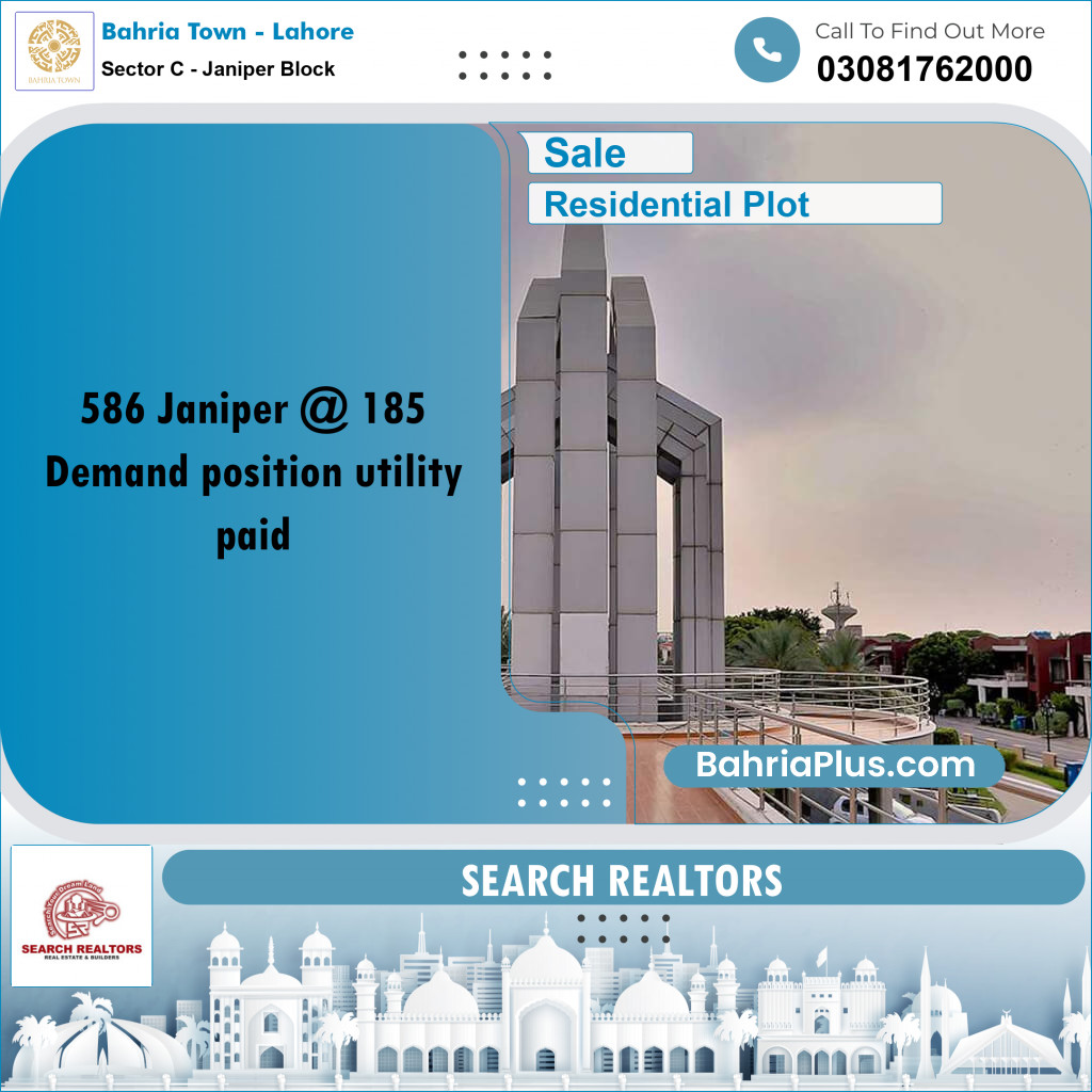 10 Marla Residential Plot for Sale in Sector C - Janiper Block -  Bahria Town, Lahore - (BP-210027)