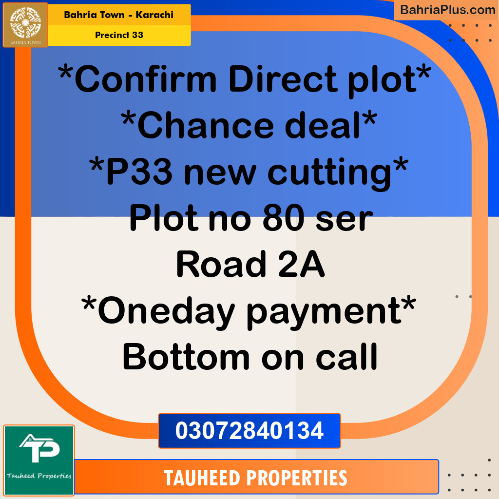 500 Sq. Yards Residential Plot for Sale in Precinct 33 - Bahria Town, Karachi - (BP-210066)
