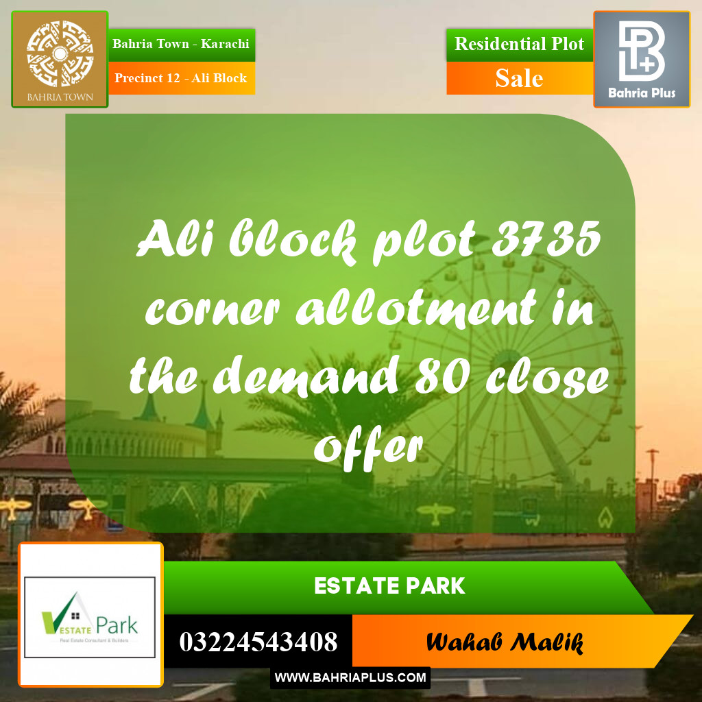 Residential Plot for Sale in Precinct 12 - Ali Block -  Bahria Town, Karachi - (BP-210083)