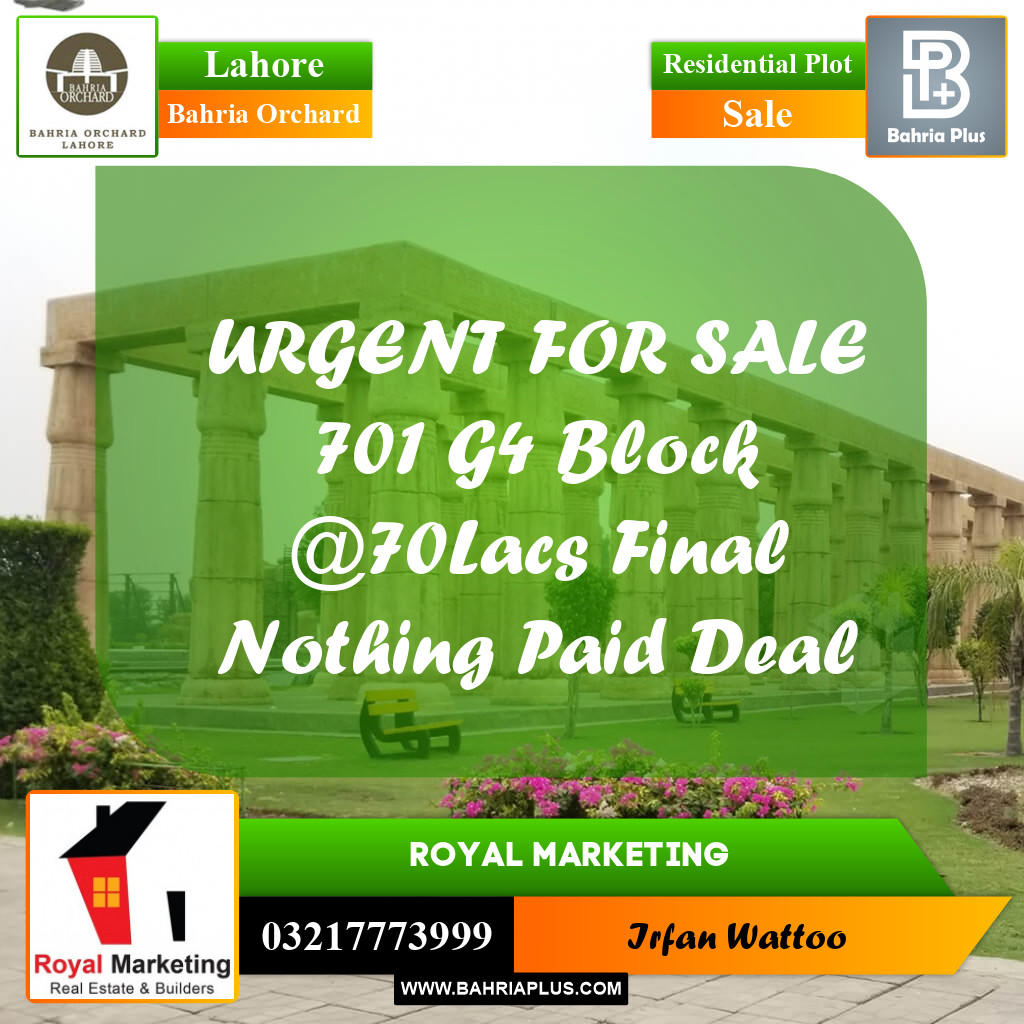 Residential Plot for Sale in Bahria Orchard, Lahore - (BP-210145)