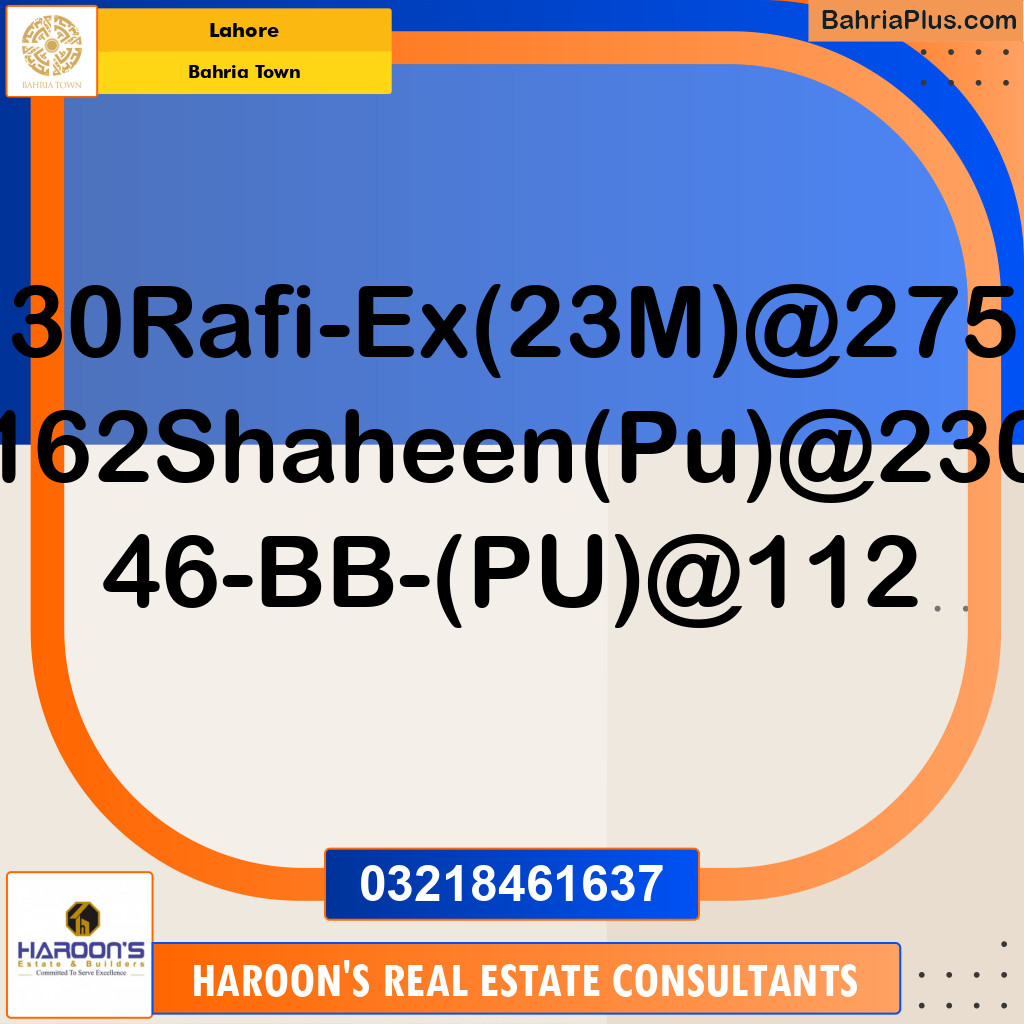 Residential Plot for Sale in Bahria Town, Lahore - (BP-210176)