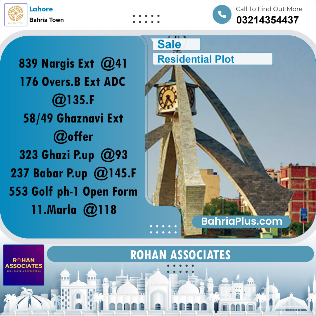 Residential Plot for Sale in Bahria Town, Lahore - (BP-210191)