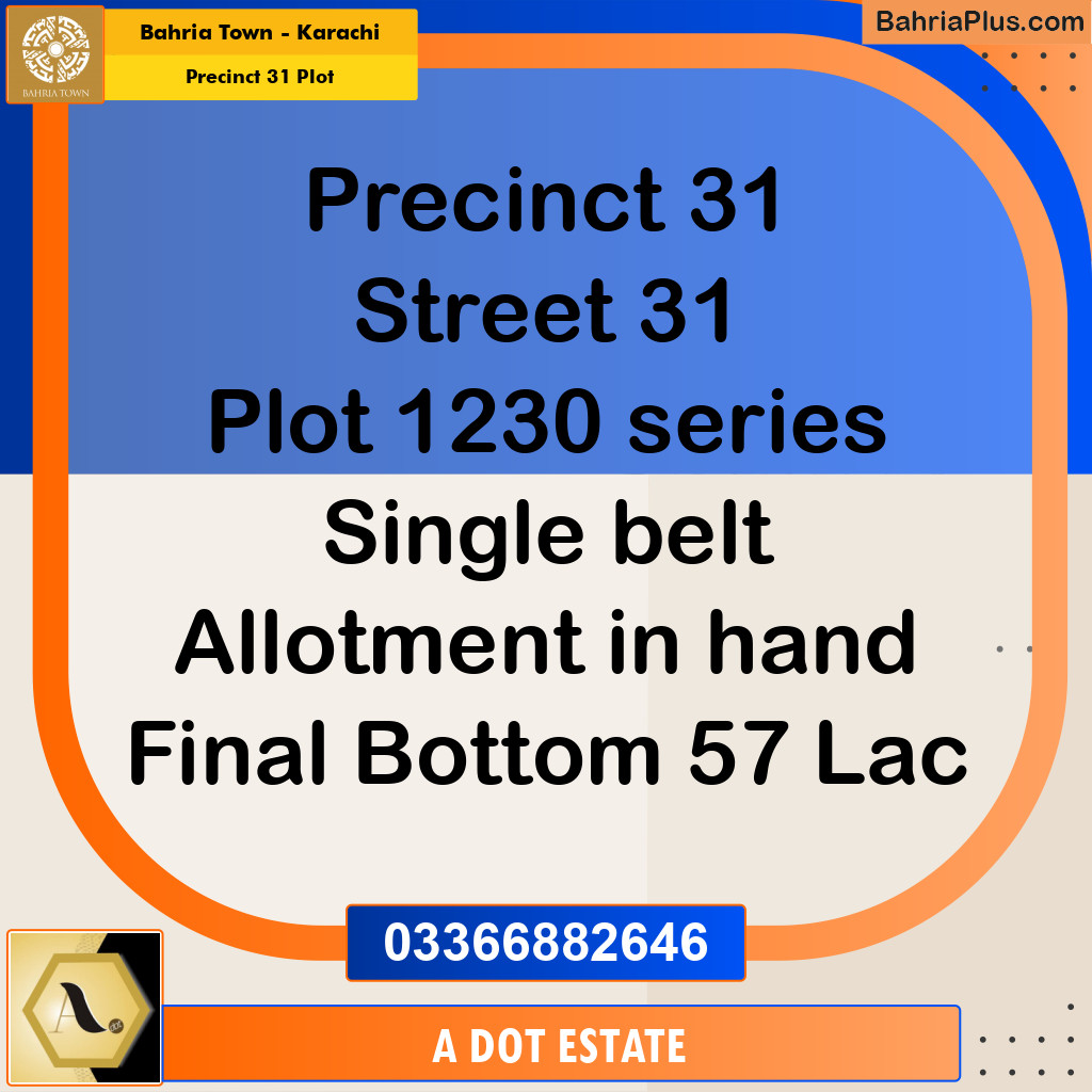125 Sq. Yards Residential Plot for Sale in Precinct 31 Plot - Bahria Town, Karachi - (BP-210197)