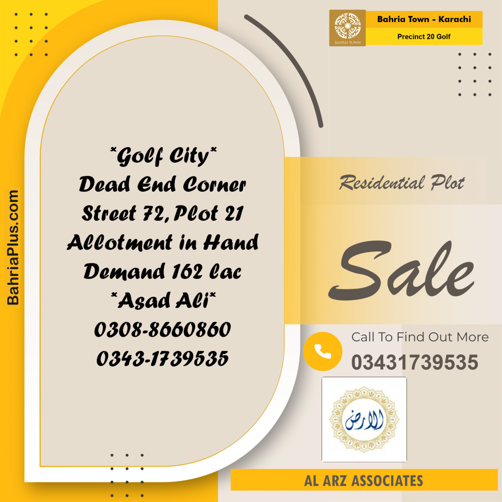 500 Sq. Yards Residential Plot for Sale in Precinct 20 Golf -  Bahria Town, Karachi - (BP-210243)
