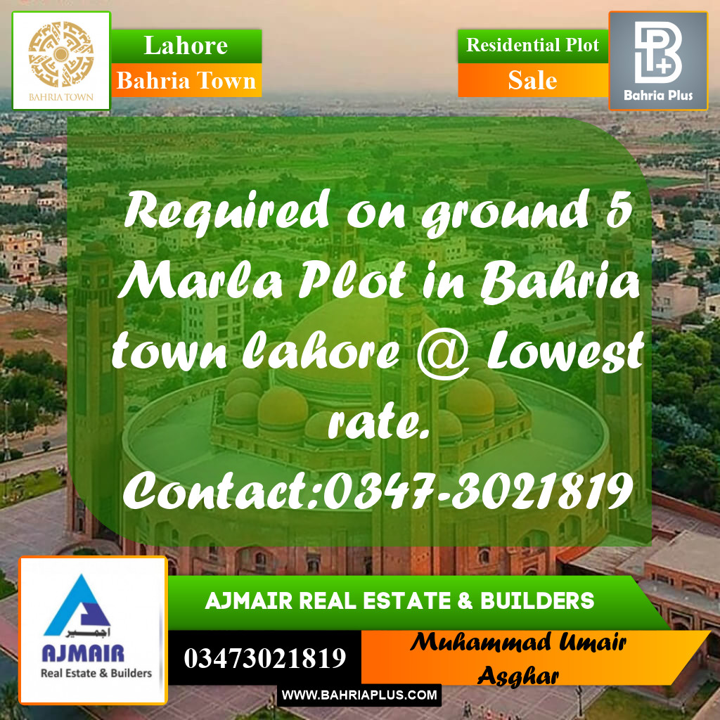 Residential Plot for Sale in Bahria Town, Lahore - (BP-210263)