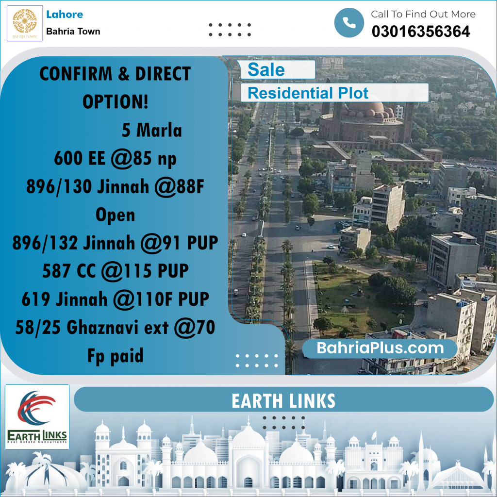 Residential Plot for Sale in Bahria Town, Lahore - (BP-210278)