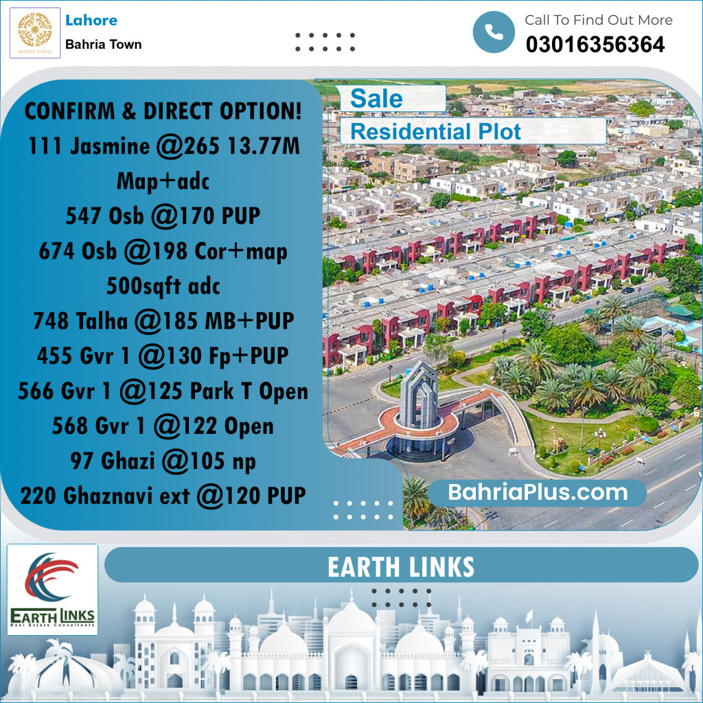 Residential Plot for Sale in Bahria Town, Lahore - (BP-210283)