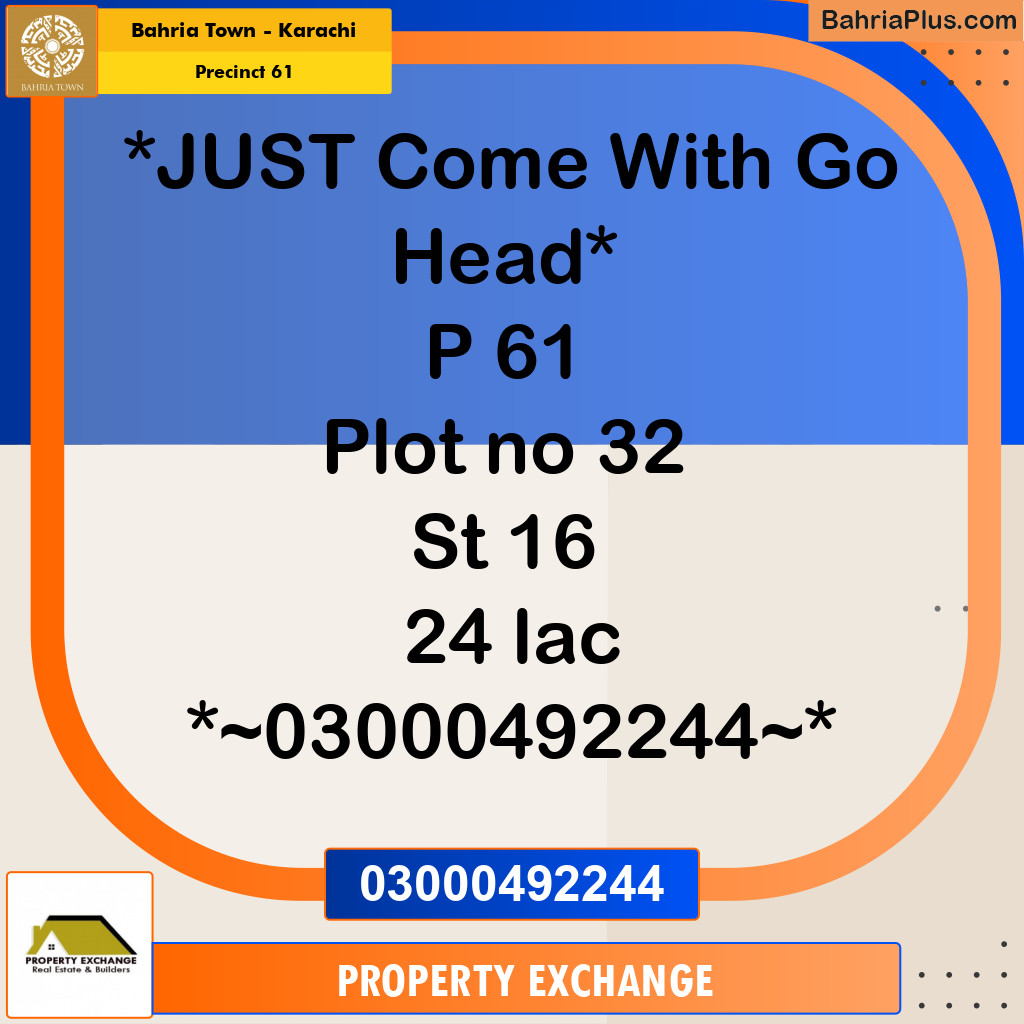 125 Sq. Yards Residential Plot for Sale in Precinct 61 -  Bahria Town, Karachi - (BP-210306)