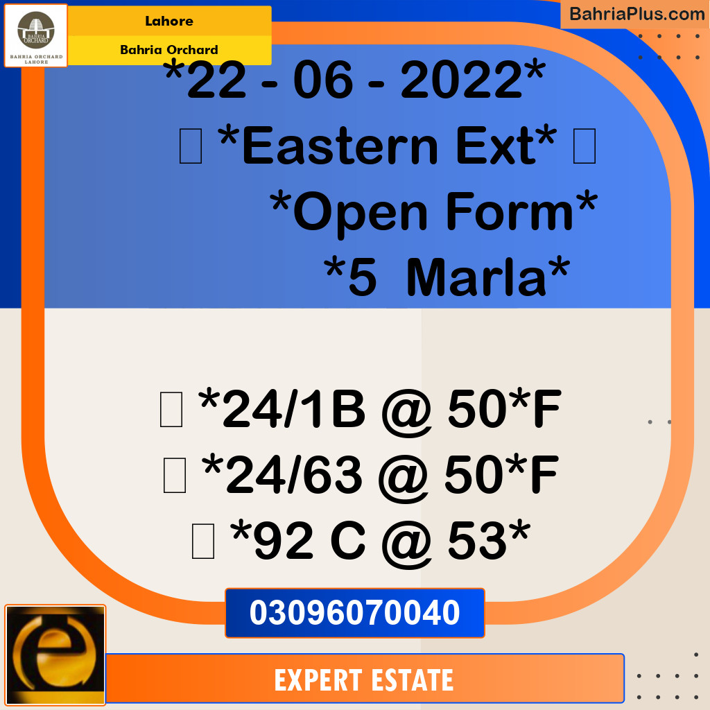 5 Marla Residential Plot for Sale in Bahria Orchard, Lahore - (BP-210369)