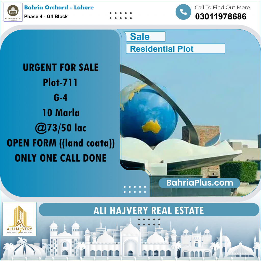 10 Marla Residential Plot for Sale in Phase 4 - G4 Block - Bahria Orchard, Lahore - (BP-210376)