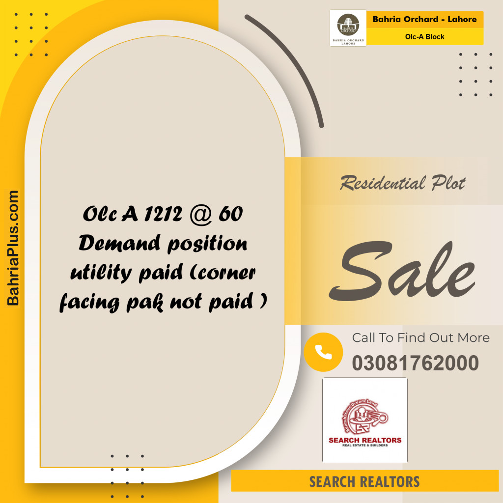 5 Marla Residential Plot for Sale in OLC-A Block -  Bahria Orchard, Lahore - (BP-210392)