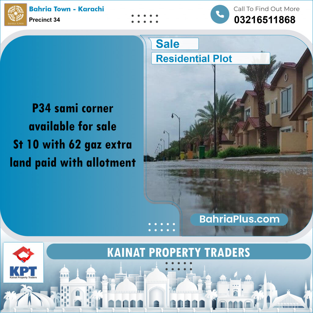250 Sq. Yards Residential Plot for Sale in Precinct 34 -  Bahria Town, Karachi - (BP-210403)