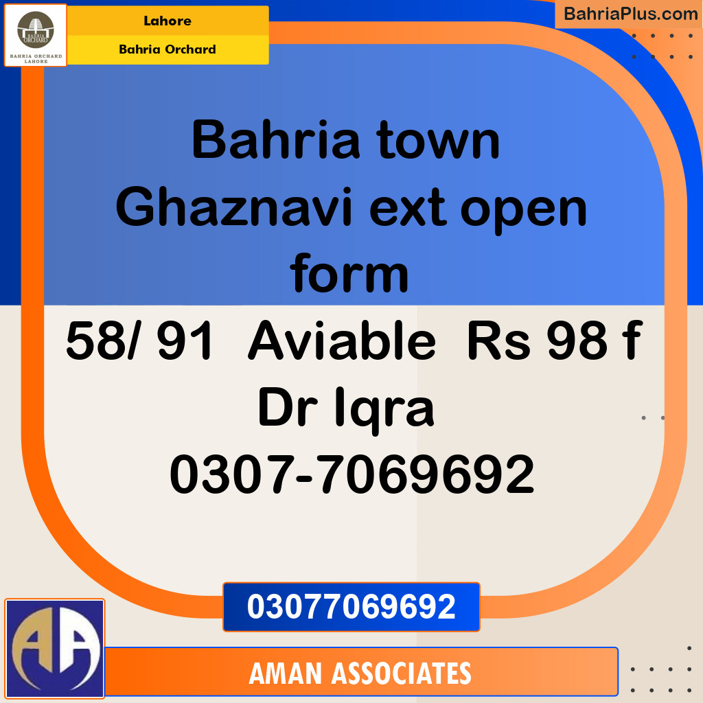 Residential Plot for Sale in Bahria Orchard, Lahore - (BP-210433)