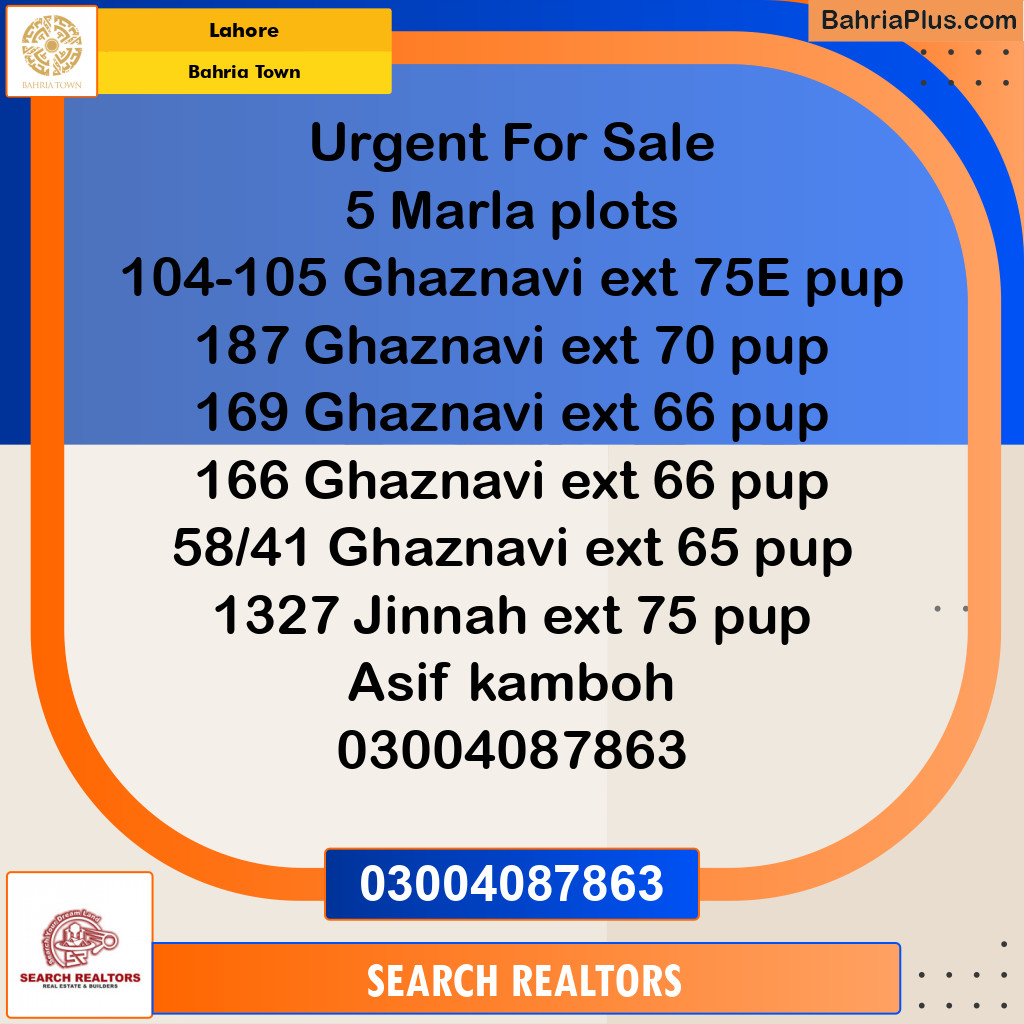 Residential Plot for Sale in Bahria Town, Lahore - (BP-210448)