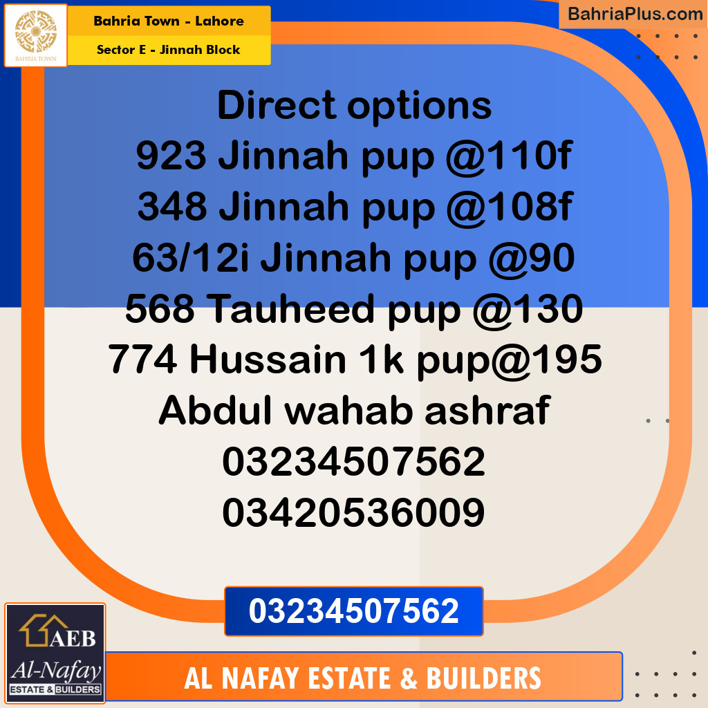 Residential Plot for Sale in Sector E - Jinnah Block -  Bahria Town, Lahore - (BP-210469)