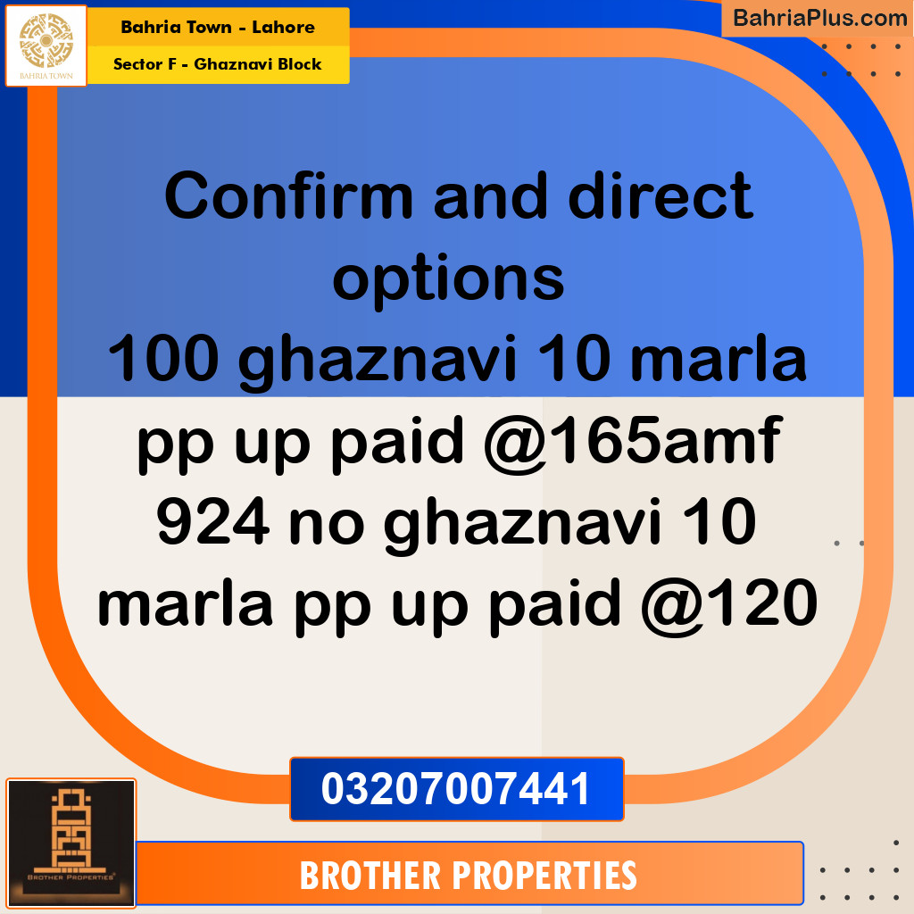 10 Marla Residential Plot for Sale in Sector F - Ghaznavi Block -  Bahria Town, Lahore - (BP-210494)