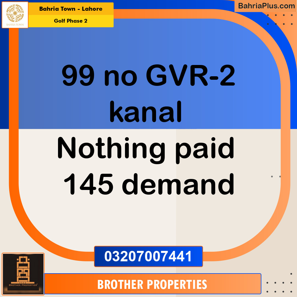 1 Kanal Residential Plot for Sale in Golf Phase 2 -  Bahria Town, Lahore - (BP-210499)