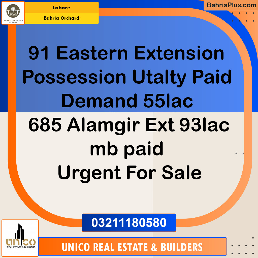 Residential Plot for Sale in Bahria Orchard, Lahore - (BP-210526)