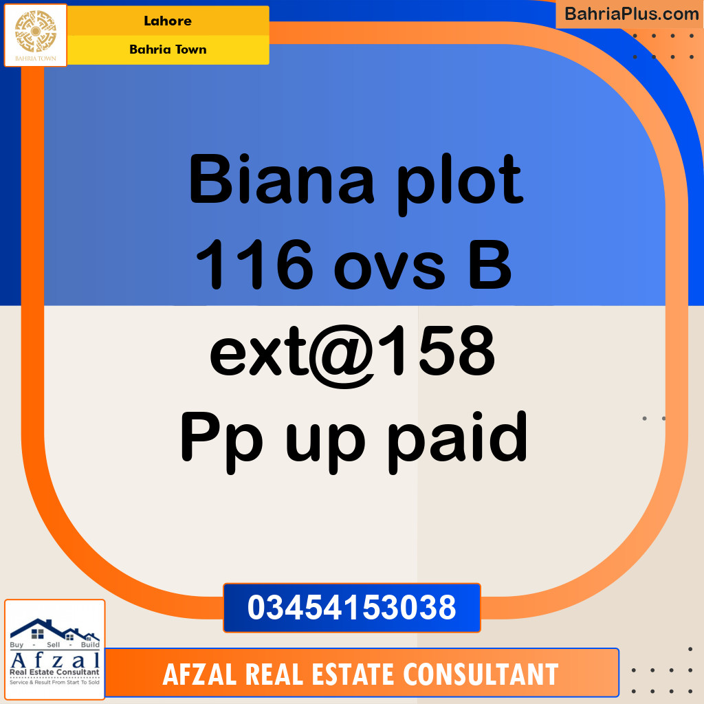 Residential Plot for Sale in Bahria Town, Lahore - (BP-210528)