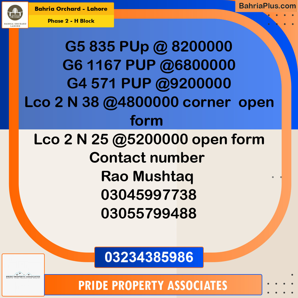 10 Marla Residential Plot for Sale in Phase 2 - H Block -  Bahria Orchard, Lahore - (BP-210535)