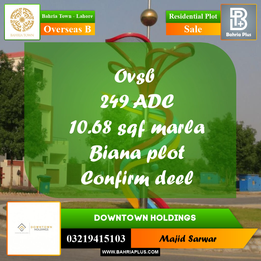 10 Marla Residential Plot for Sale in Overseas B - Bahria Town, Lahore - (BP-210589)