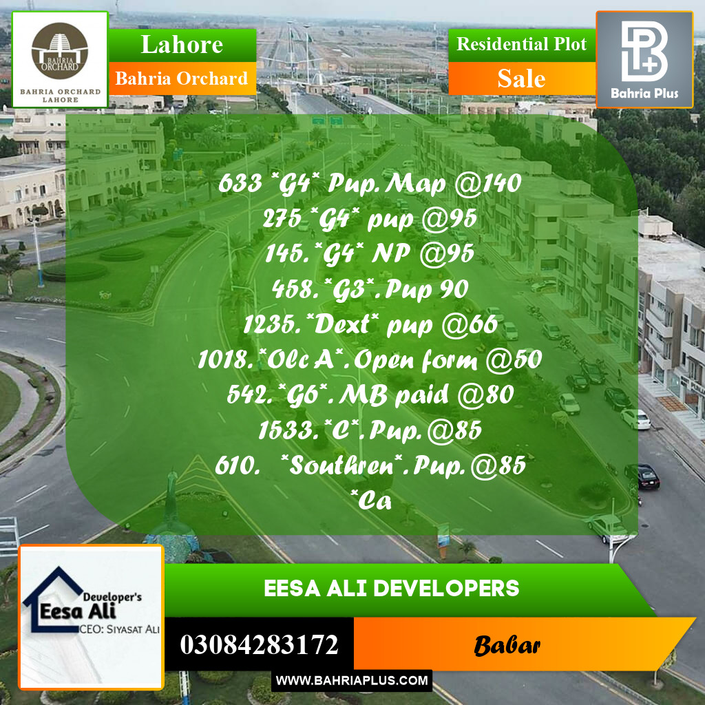 Residential Plot for Sale in Bahria Orchard, Lahore - (BP-210593)