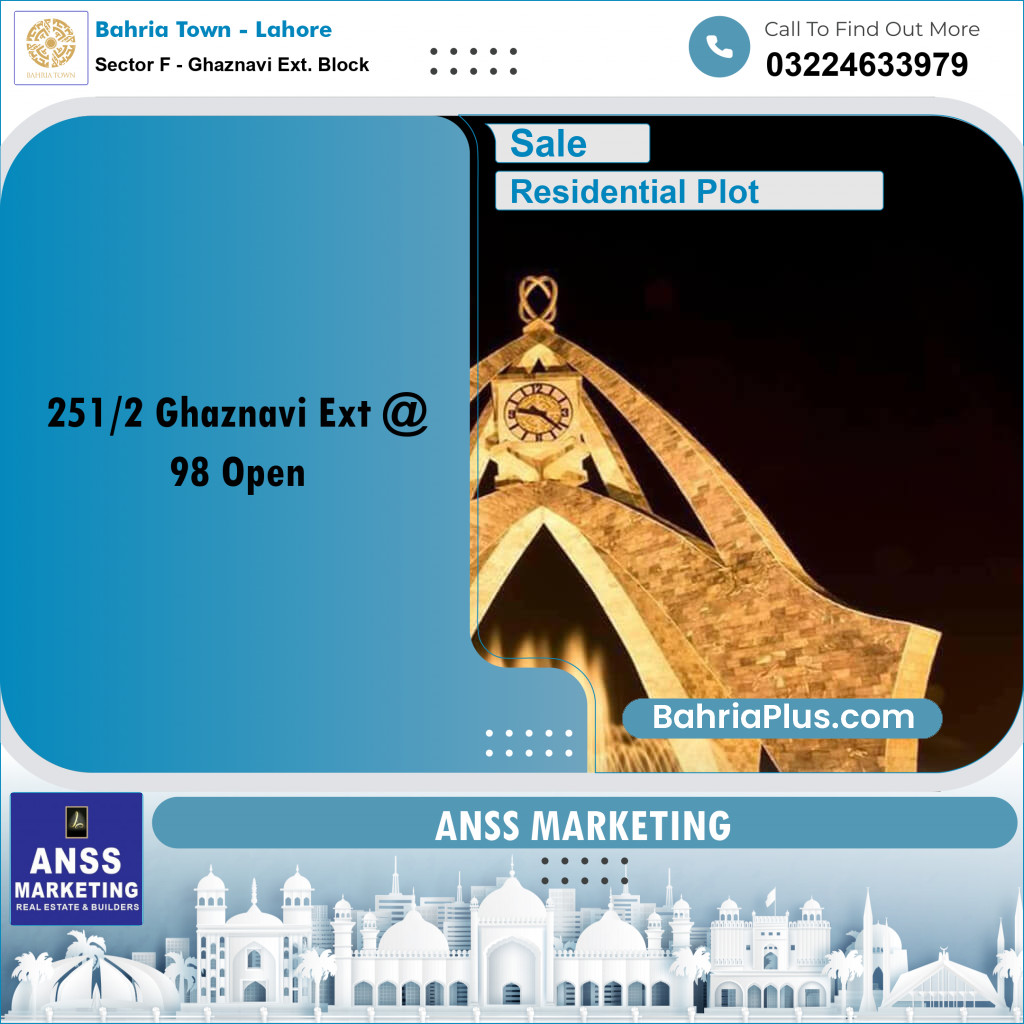 10 Marla Residential Plot for Sale in Sector F - Ghaznavi Ext. Block -  Bahria Town, Lahore - (BP-210656)