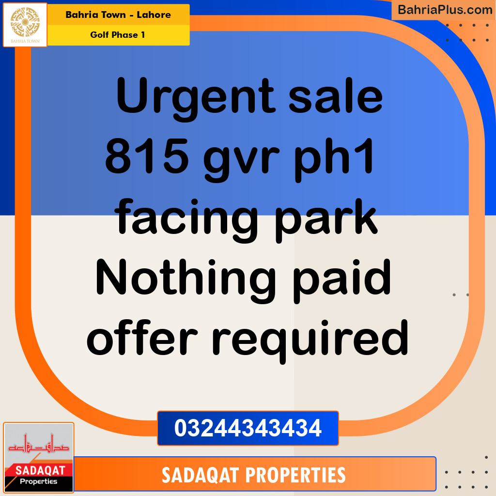 10 Marla Residential Plot for Sale in Golf Phase 1 -  Bahria Town, Lahore - (BP-210669)
