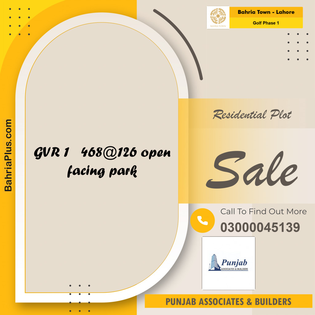 10 Marla Residential Plot for Sale in Golf Phase 1 -  Bahria Town, Lahore - (BP-210673)