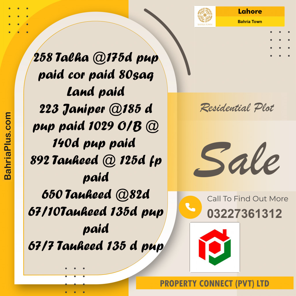 Residential Plot for Sale in Bahria Town, Lahore - (BP-210715)