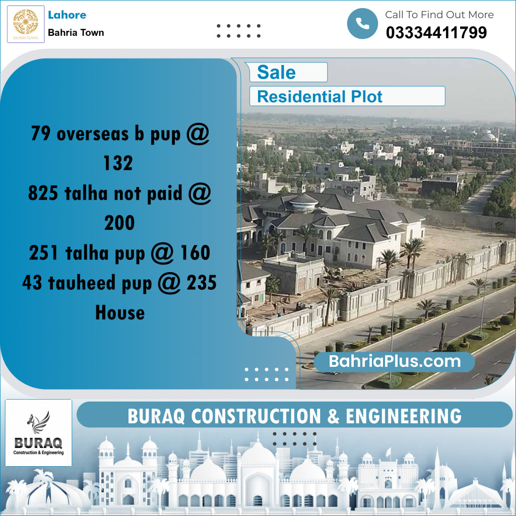 Residential Plot for Sale in Bahria Town, Lahore - (BP-210726)