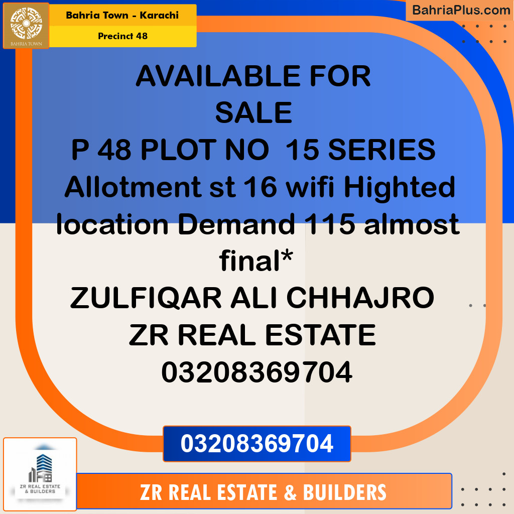 250 Sq. Yards Residential Plot for Sale in Precinct 48 -  Bahria Town, Karachi - (BP-210729)