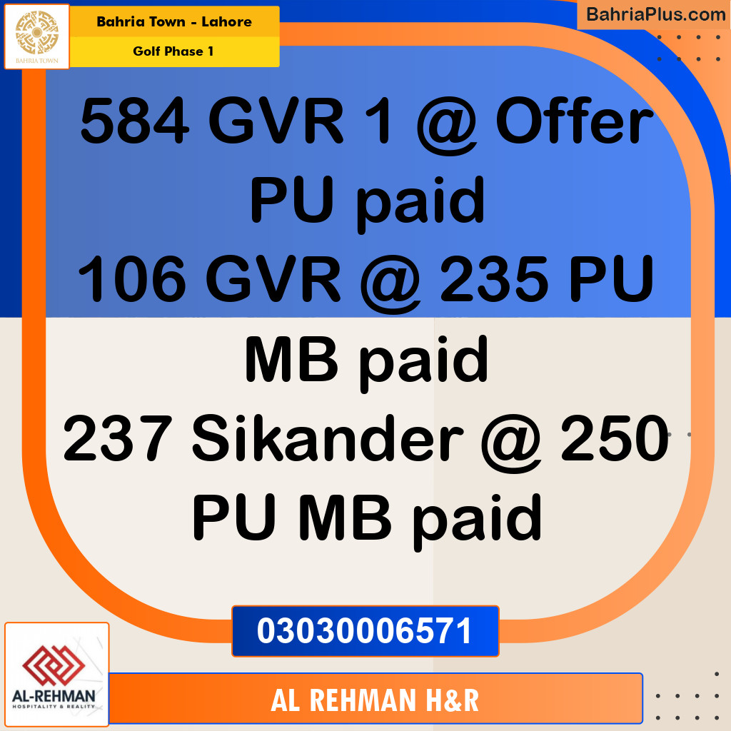 5 Marla Residential Plot for Sale in Golf Phase 1 -  Bahria Town, Lahore - (BP-210741)