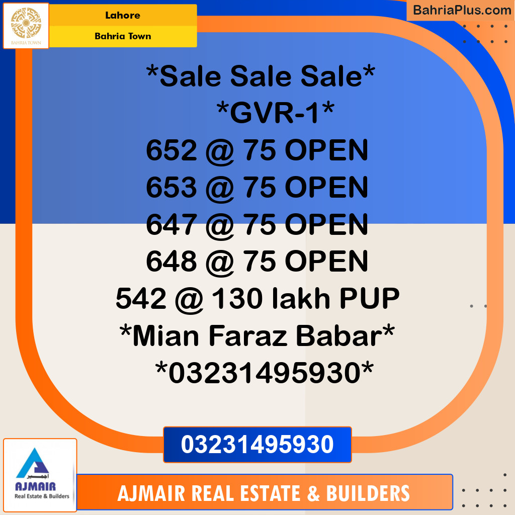 Residential Plot for Sale in Bahria Town, Lahore - (BP-210744)