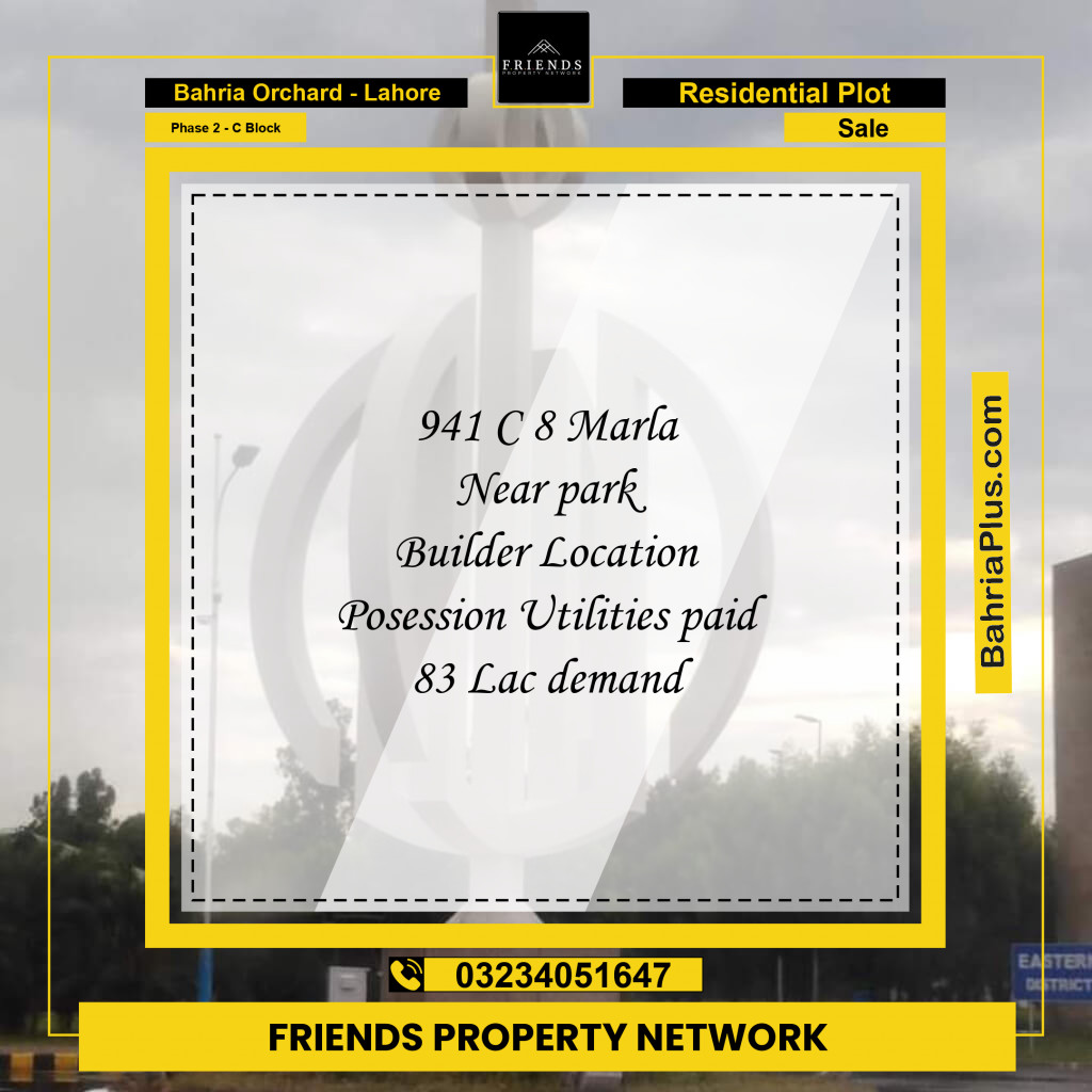 Residential Plot for Sale in Phase 2 - C Block -  Bahria Orchard, Lahore - (BP-210757)